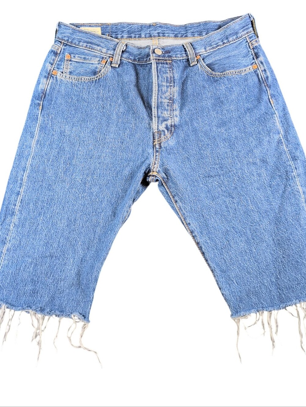 Levi's 501 Cut-Off Blue Denim Shorts with Fringe Hem